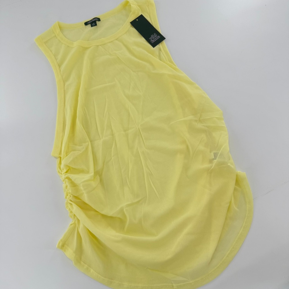 Wild Fable Tank Top Ruched Side Sheer Mesh Womens 2X‎ Yellow